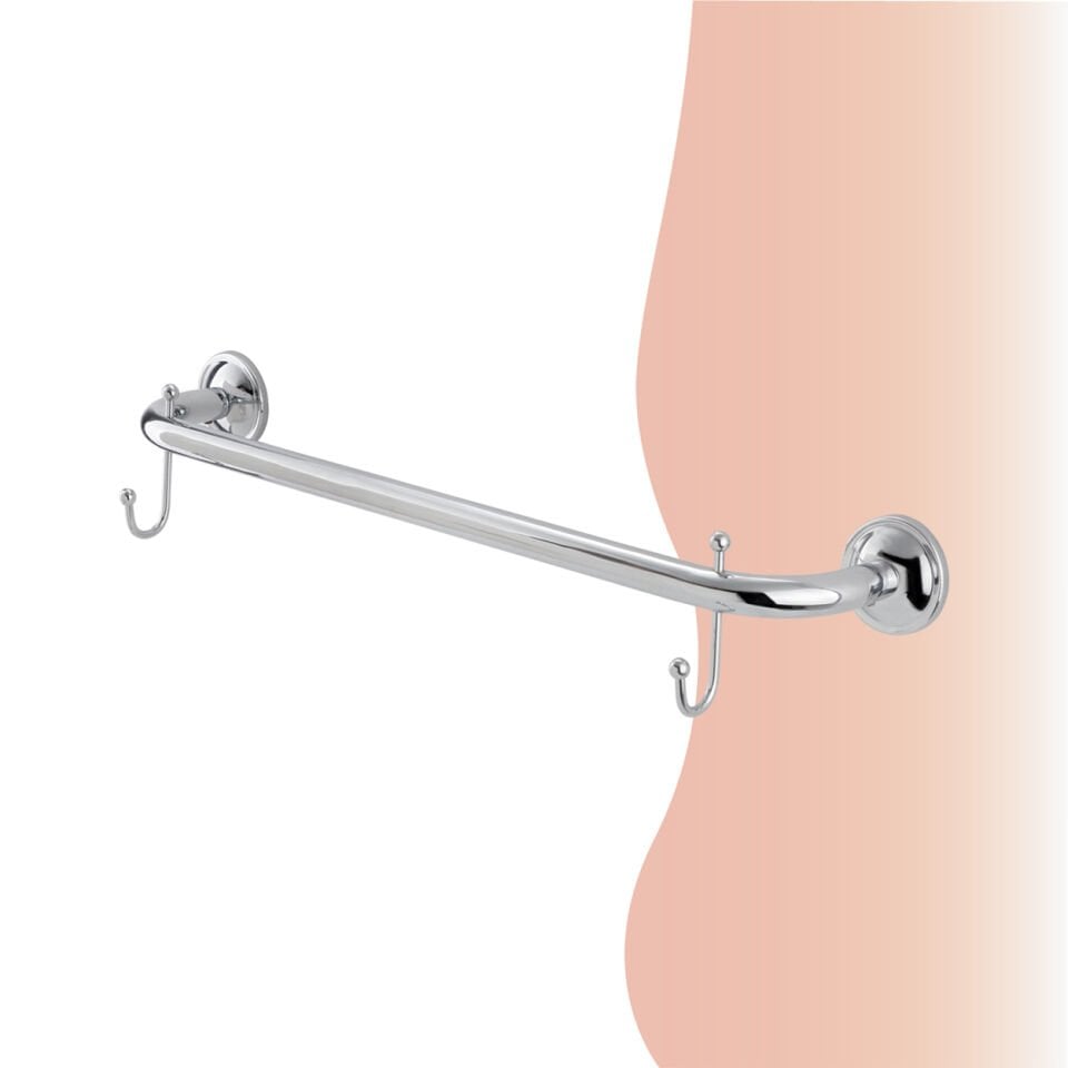 İGK YAPI - Çelik Banyo Bella Uzun Havluluk Çift Kancalı 50cm (30-010)