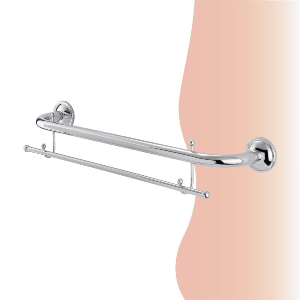 İGK YAPI - Çelik Banyo Bella İkili Uzun Havluluk Çift Kancalı 50cm (30-011)