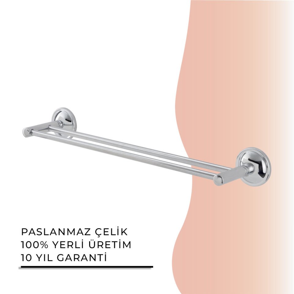 İGK YAPI - Çelik Banyo Bella İkili İnce Uzun Havluluk 50cm (30-015)