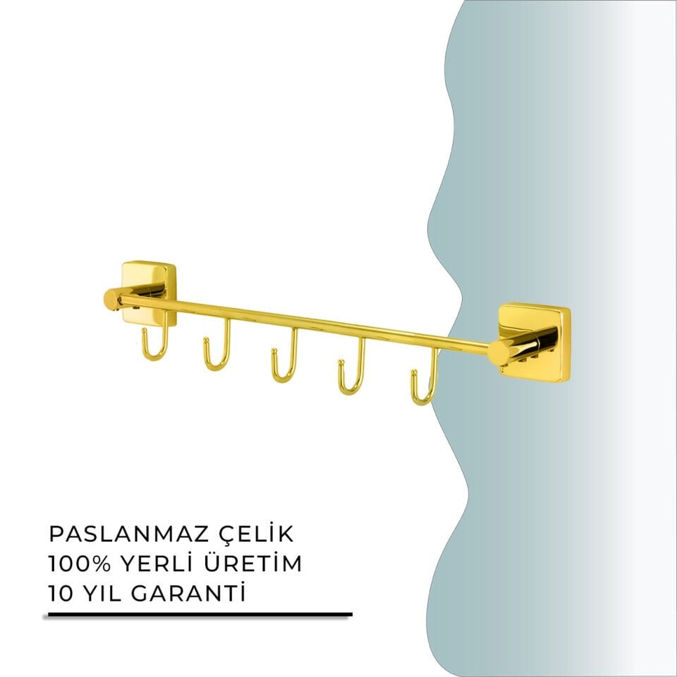 İGK YAPI - Çelik Banyo Vizyon Gold Beşli Askılık (VZ10-032.1)