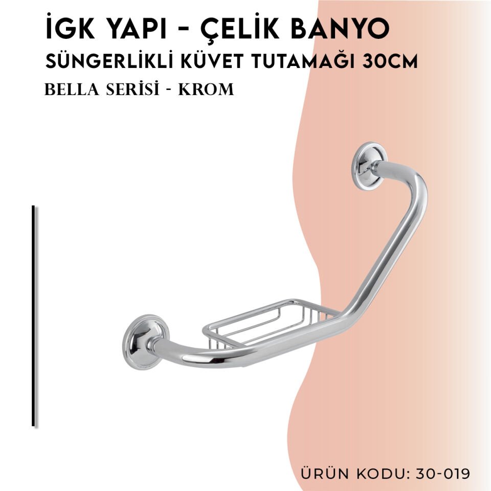 İGK YAPI - Çelik Banyo Bella Süngerlikli İkili Küvet Tutamağı 30cm (30-019)