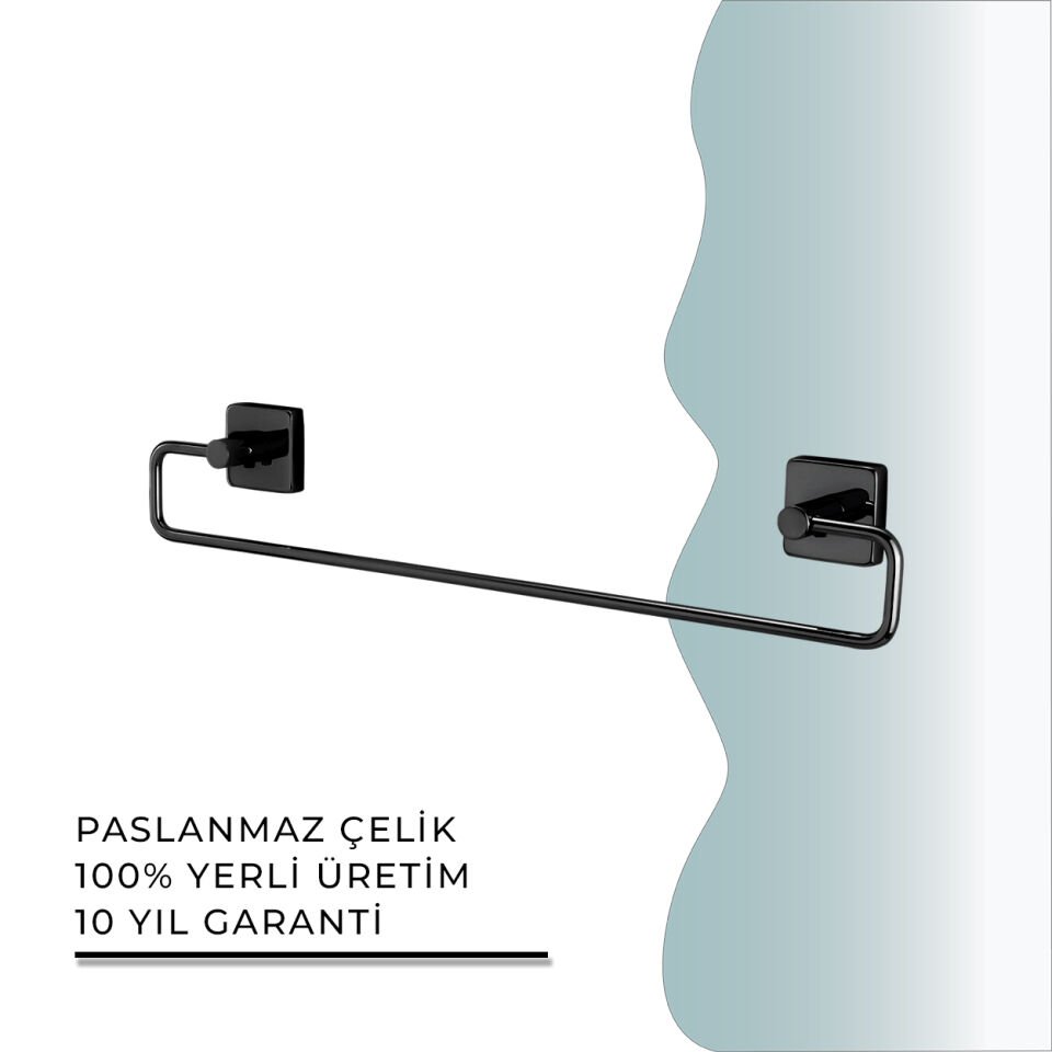 İGK YAPI - Çelik Banyo Vizyon Mat Siyah Uzun Havluluk 45cm (VZ10-006.4)