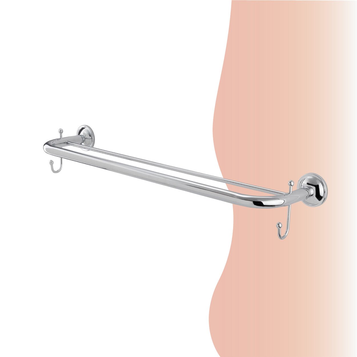 İGK YAPI - Çelik Banyo Bella İkili Uzun Kancalı Havluluk 50cm (30-048)