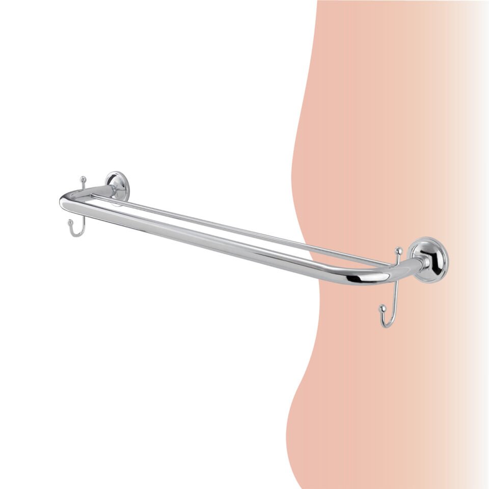 İGK YAPI - Çelik Banyo Bella İkili Uzun Kancalı Havluluk 50cm (30-048)