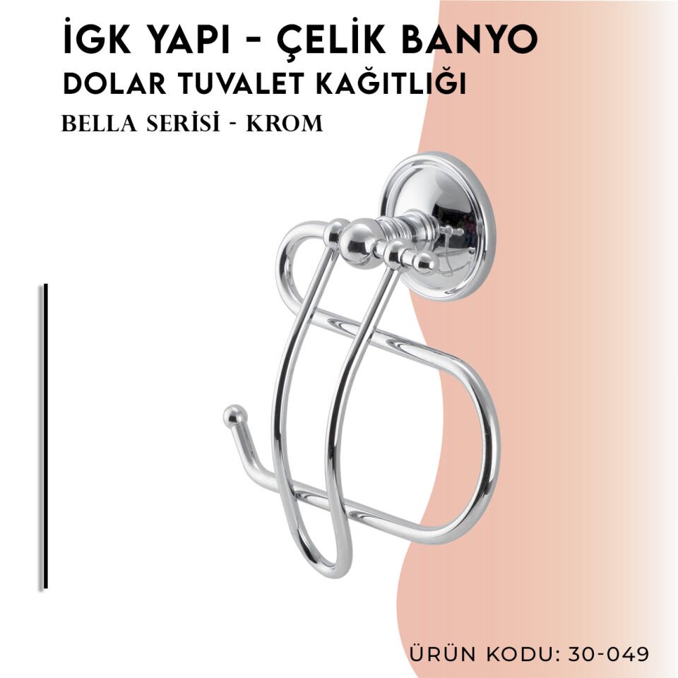 İGK YAPI - Çelik Banyo Bella Dolar Tuvalet Kâğıtlığı (30-049)