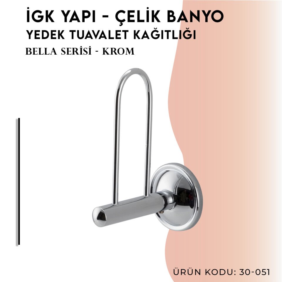 İGK YAPI - Çelik Banyo Bella Yedek Tuvalet Kâğıtlığı (30-051)