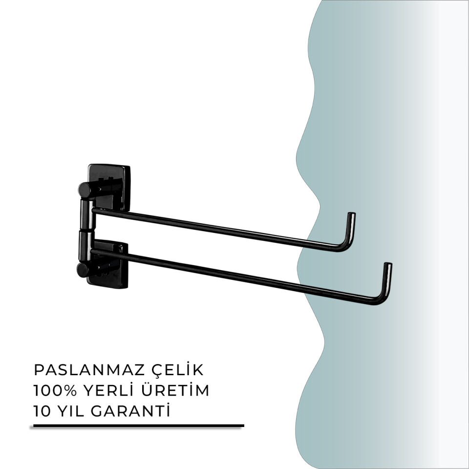 İGK YAPI - Çelik Banyo Vizyon Mat Siyah İkili Döner Havluluk (VZ10-016.4)