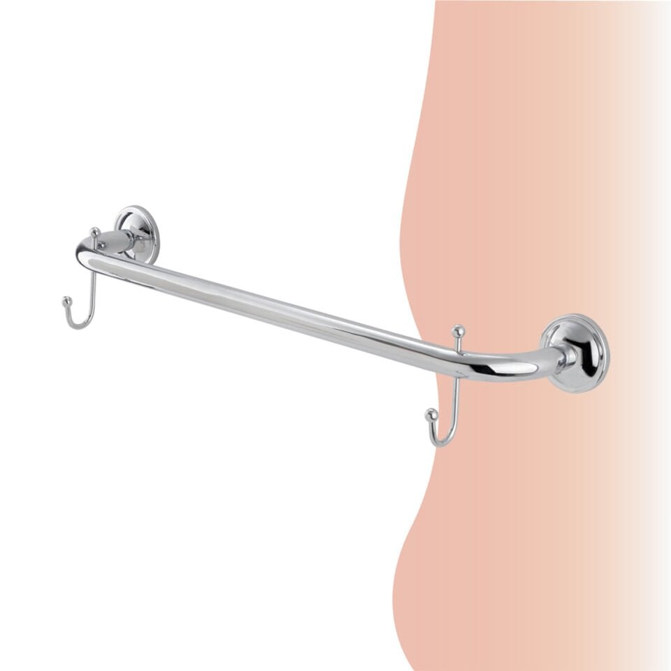 İGK YAPI - Çelik Banyo Bella Uzun Havluluk Çift Kancalı 60cm (30-089)