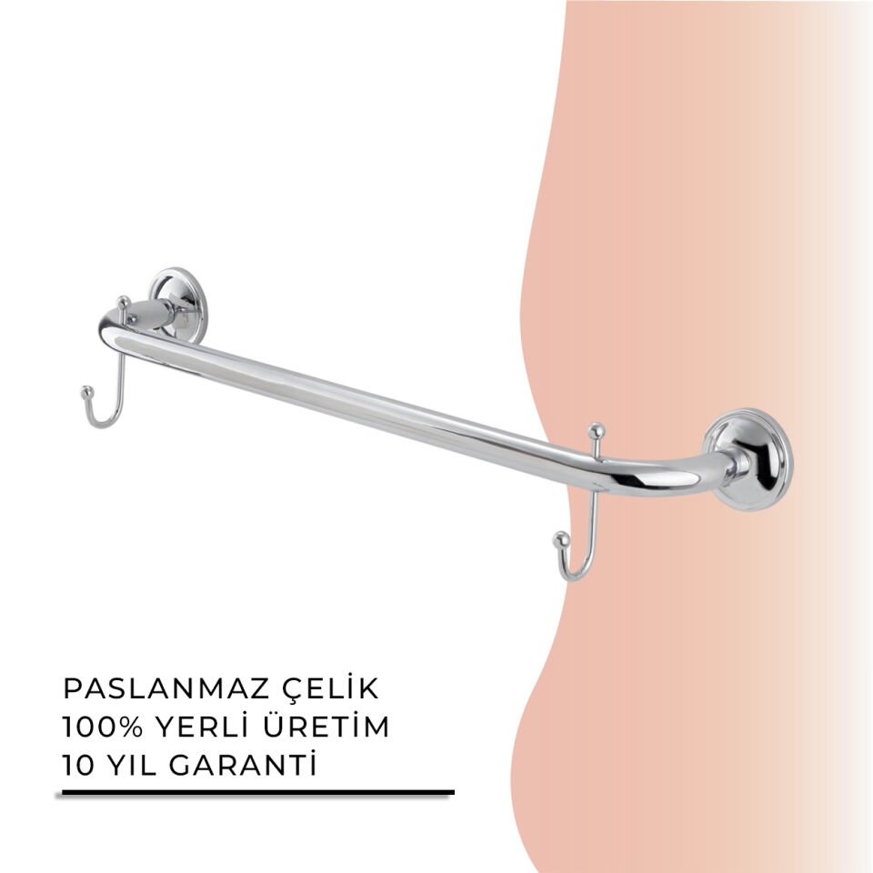 İGK YAPI - Çelik Banyo Bella Uzun Havluluk Çift Kancalı 60cm (30-089)