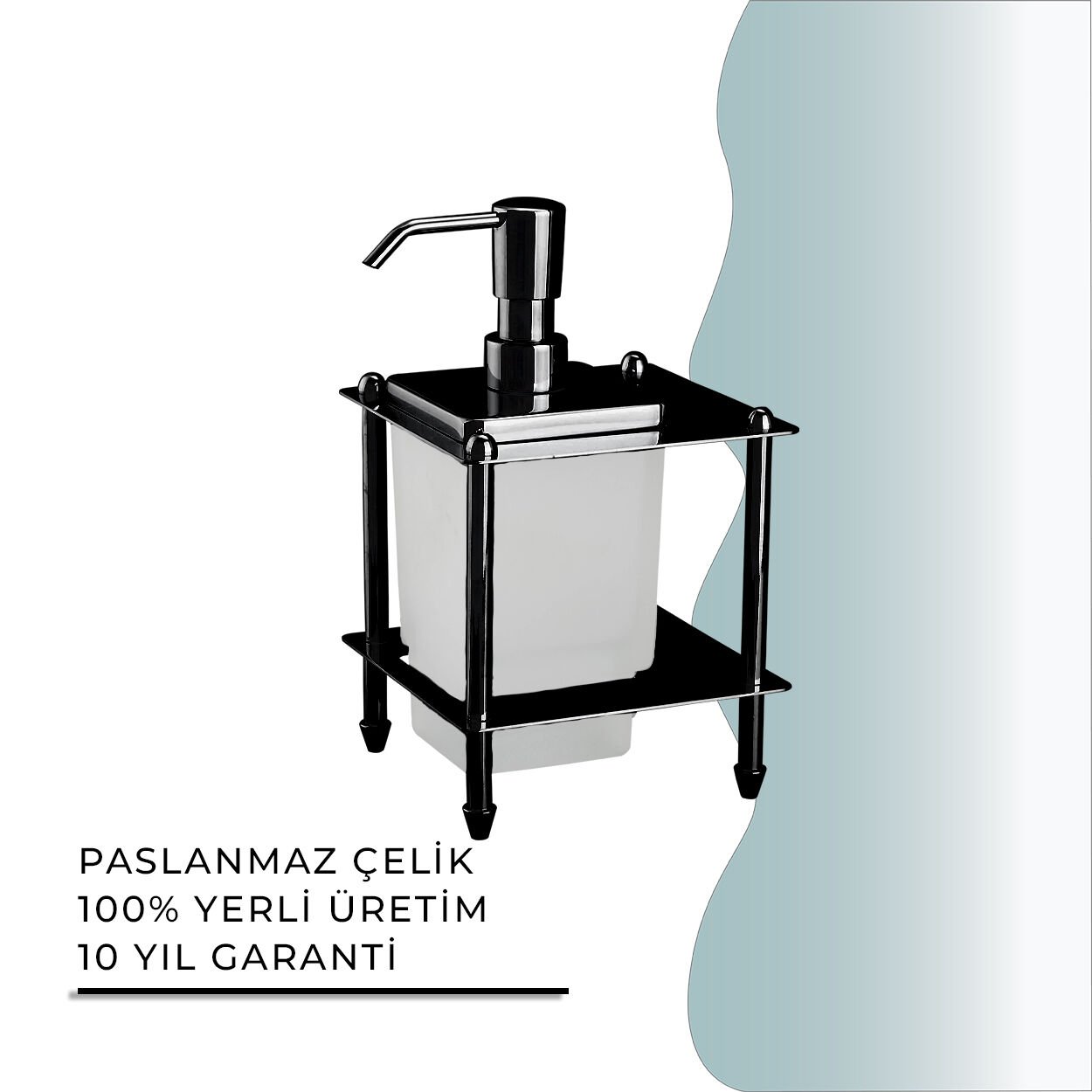 İGK YAPI - Çelik Banyo Vizyon Mat Siyah Set Üstü Sıvı Sabunluk (VZ10-020.4)