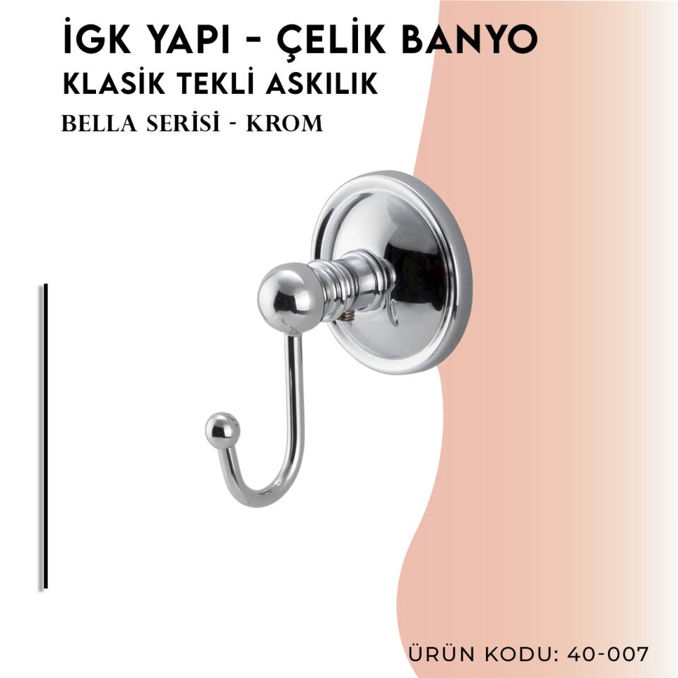 İGK YAPI - Çelik Banyo Bella Klasik Tekli Askılık (40-007)