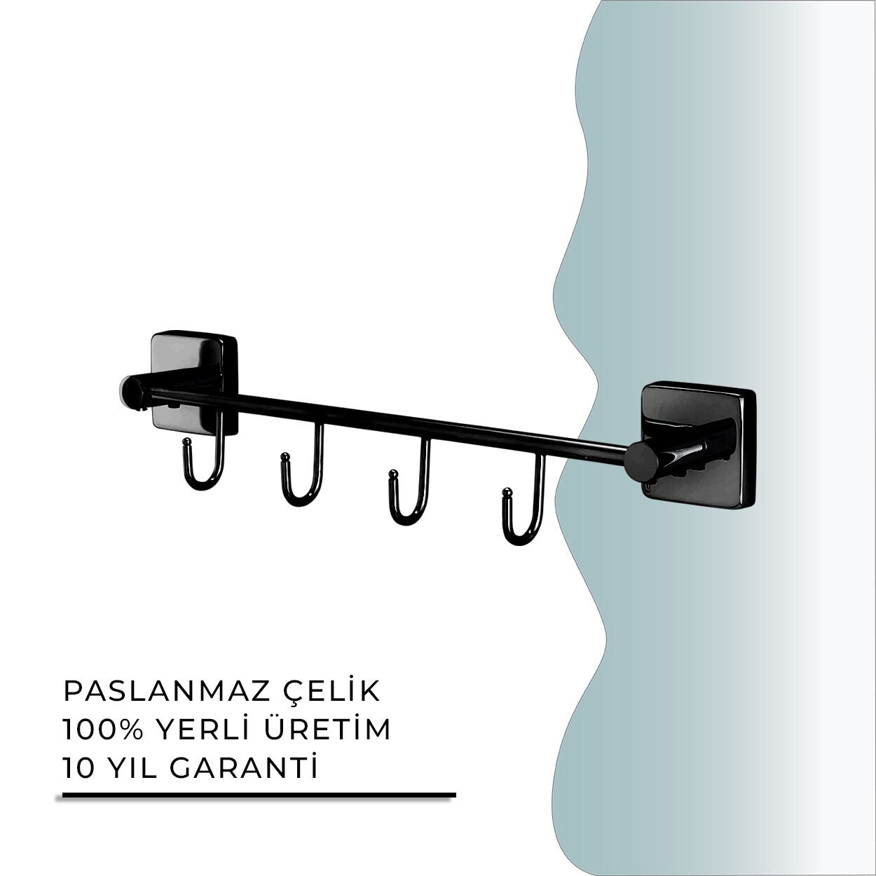 İGK YAPI - Çelik Banyo Vizyon Mat Siyah Dörtlü Askılık (VZ10-031.4)