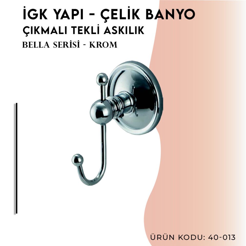 İGK YAPI - Çelik Banyo Bella Çıkmalı Tekli Askılık (40-013)
