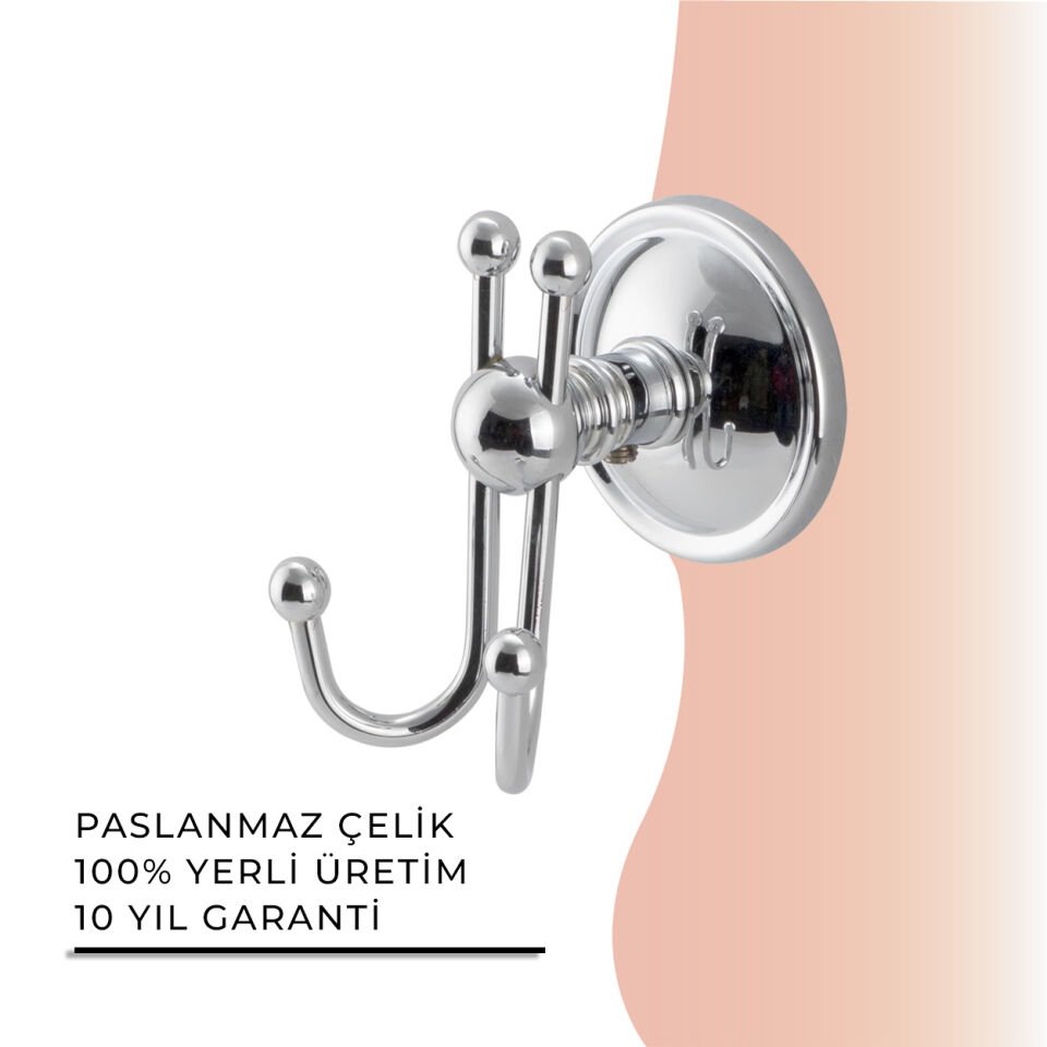 İGK YAPI - Çelik Banyo Bella Çıkmalı Çiftli Askılık (40-014)