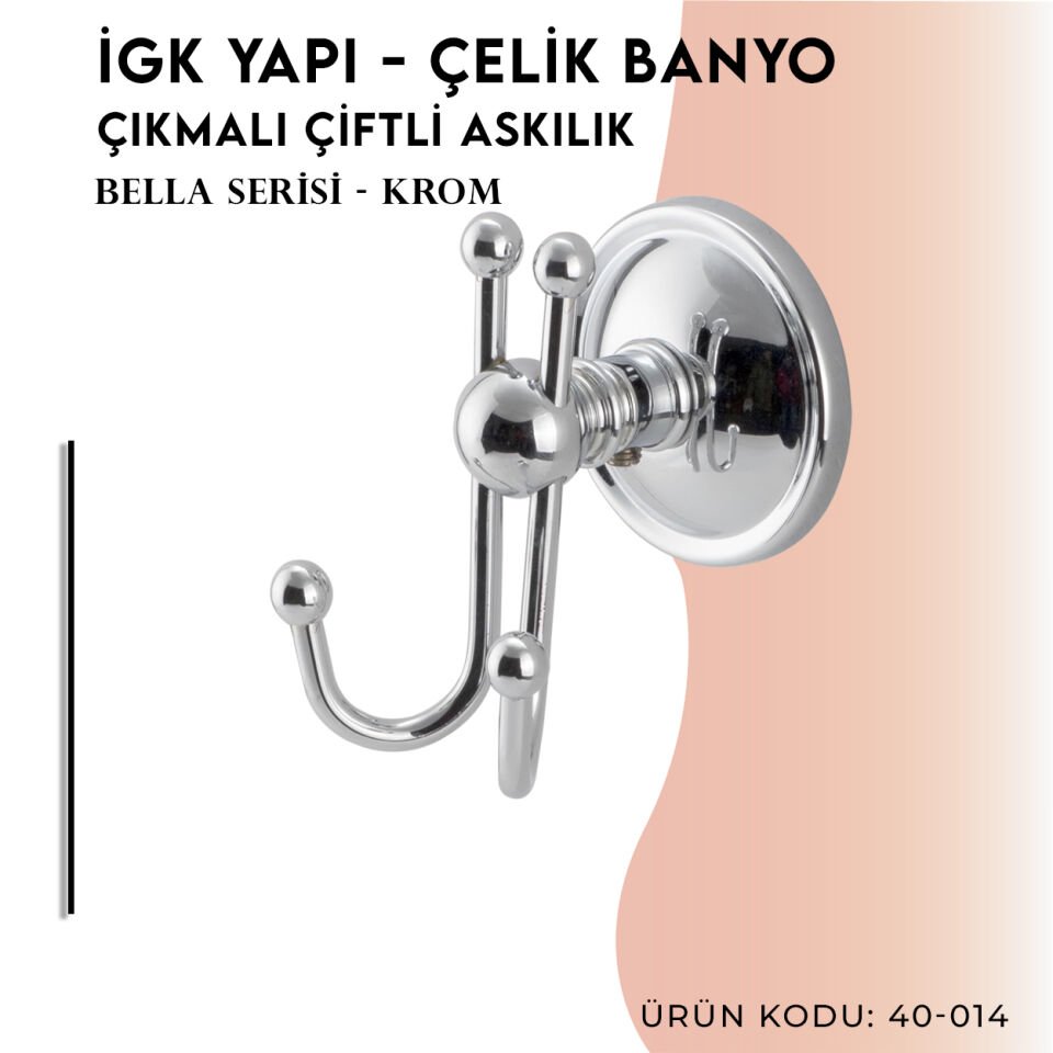 İGK YAPI - Çelik Banyo Bella Çıkmalı Çiftli Askılık (40-014)