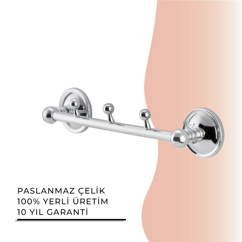İGK YAPI - Çelik Banyo Bella Boncuk Üçlü Askılık (40-022)