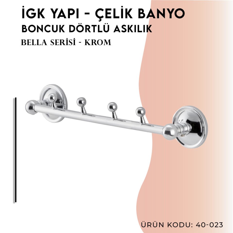 İGK YAPI - Çelik Banyo Bella Boncuk Dörtlü Askılık (40-023)