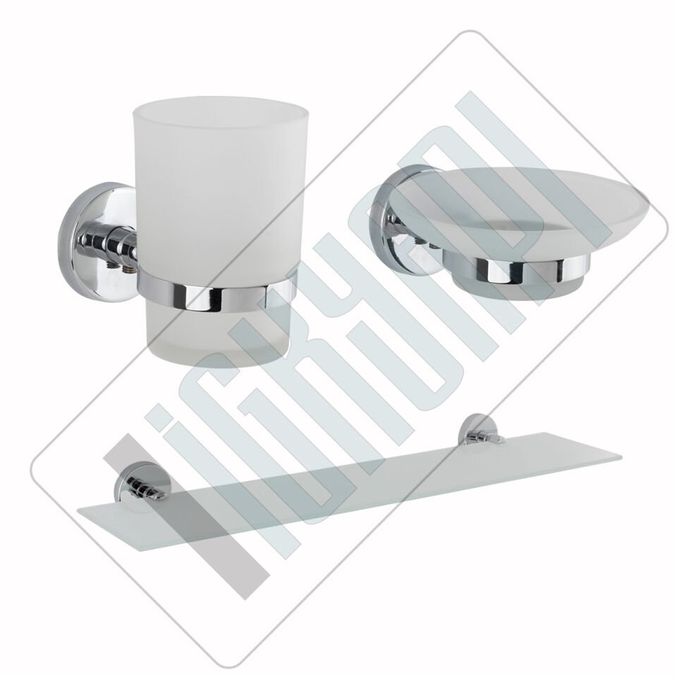 İGK YAPI - Çelik Banyo Karaca Banyo Aksesuar Seti -1(3 Parça)