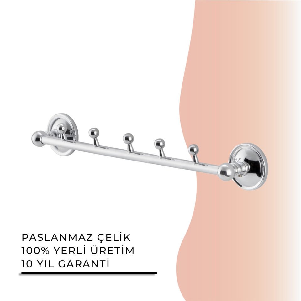 İGK YAPI - Çelik Banyo Bella Boncuk Beşli Askılık (40-024)