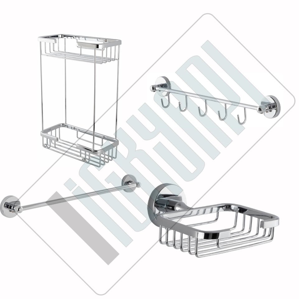 İGK YAPI - Çelik Banyo Karaca Banyo Aksesuar Seti -2(4 Parça)