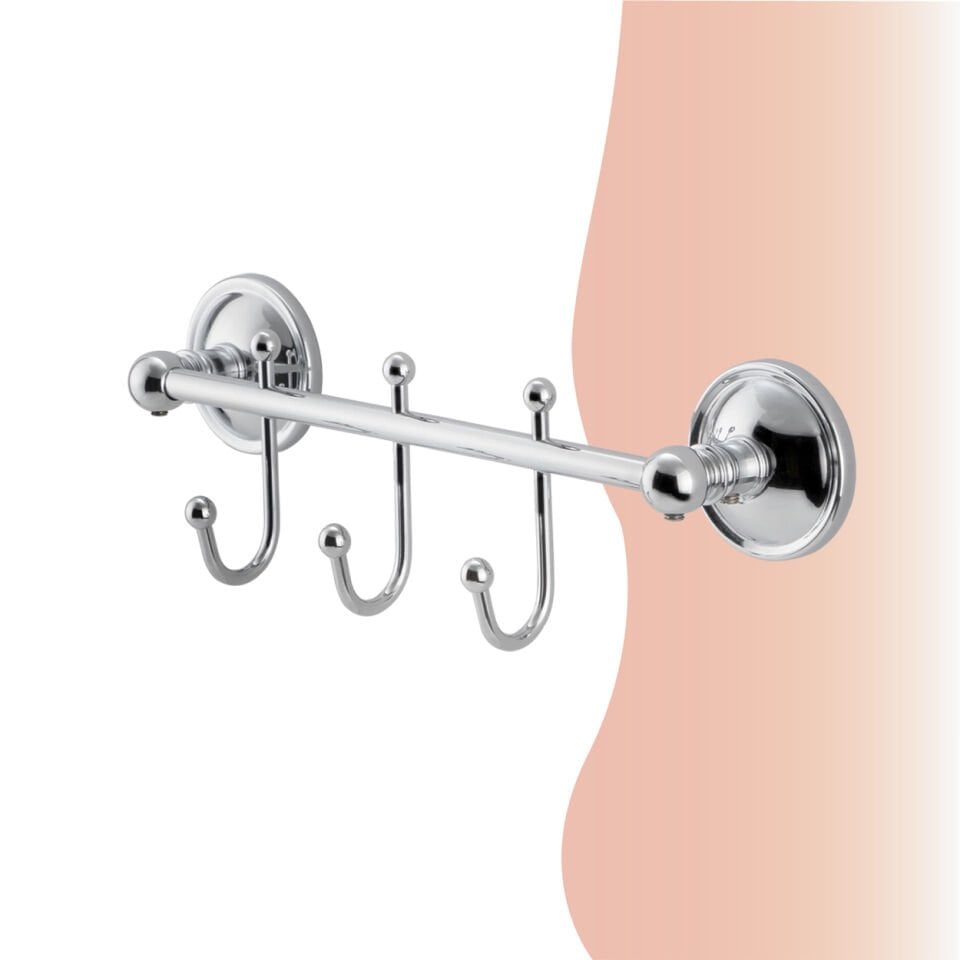 İGK YAPI - Çelik Banyo Bella Çıkmalı Kanca Üçlü Askılık (40-029)