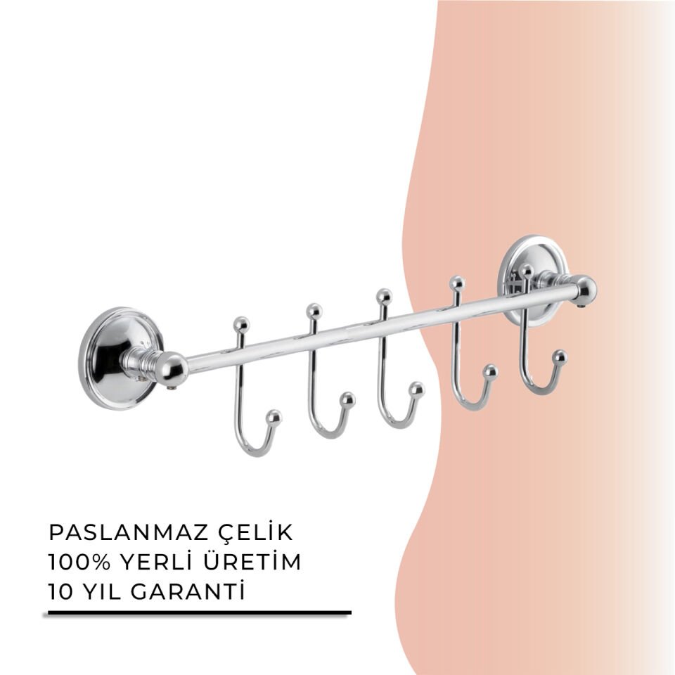 İGK YAPI - Çelik Banyo Bella Çıkmalı Kanca Beşli Askılık (40-031)