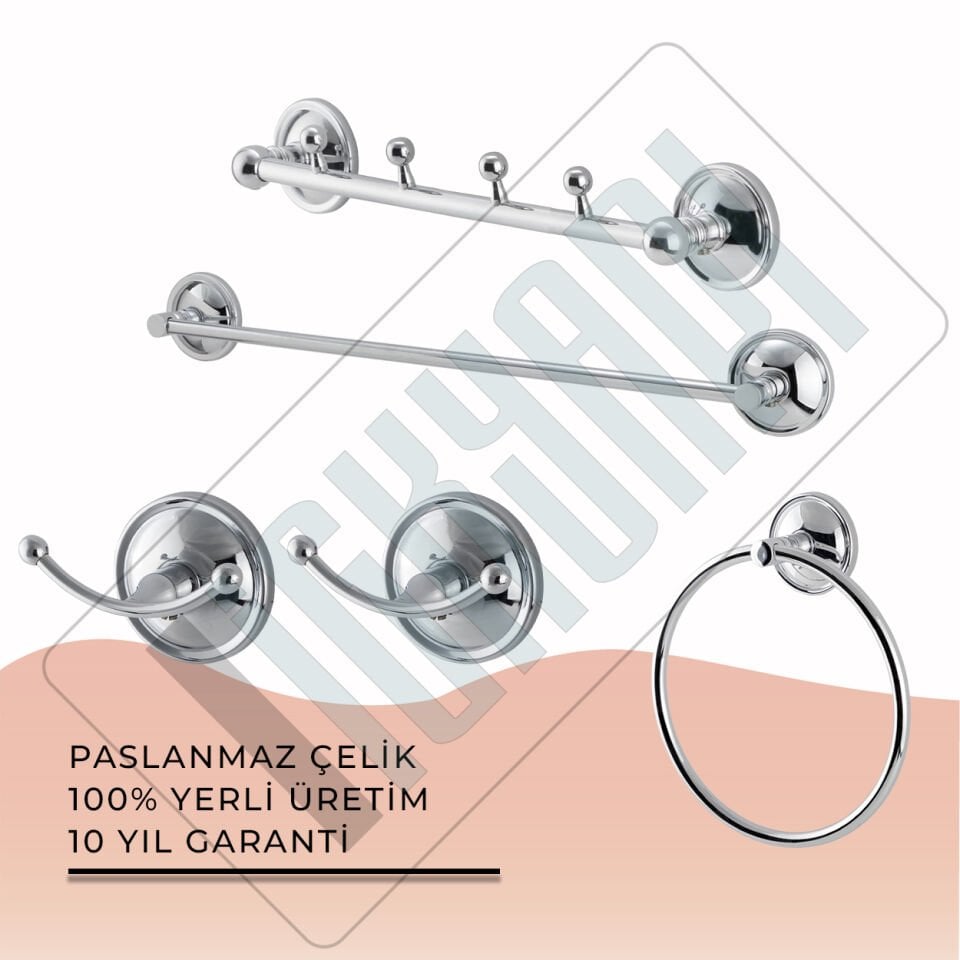 İGK YAPI - Çelik Banyo Bella Banyo Aksesuar Seti -6(5 Parça)