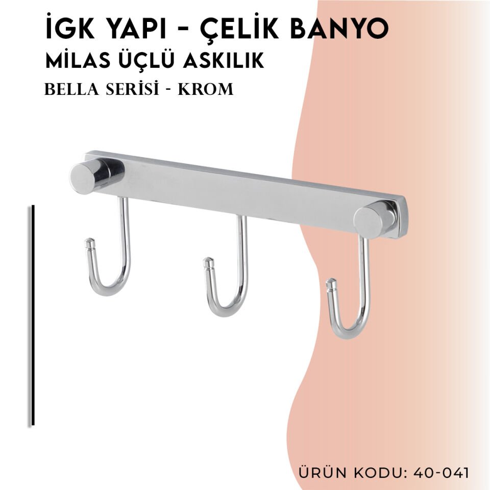 İGK YAPI - Çelik Banyo Bella Milas Üçlü Askılık (40-041)