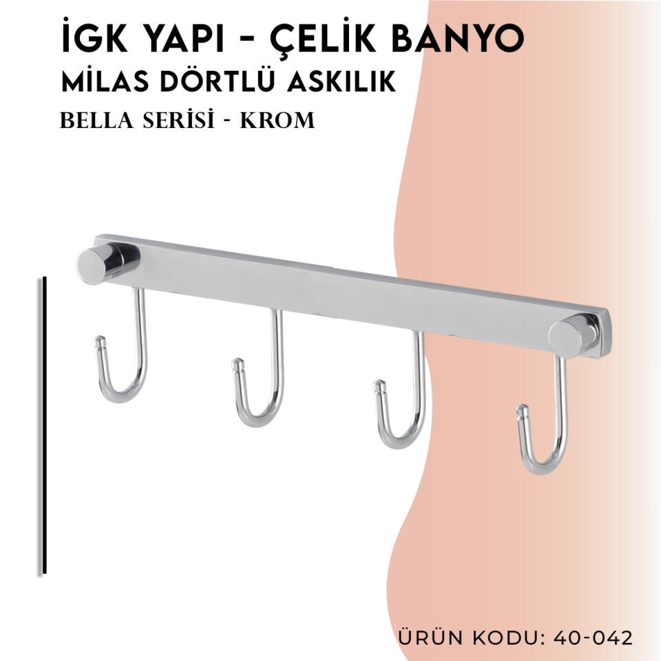 İGK YAPI - Çelik Banyo Bella Milas Dörtlü Askılık (40-042)