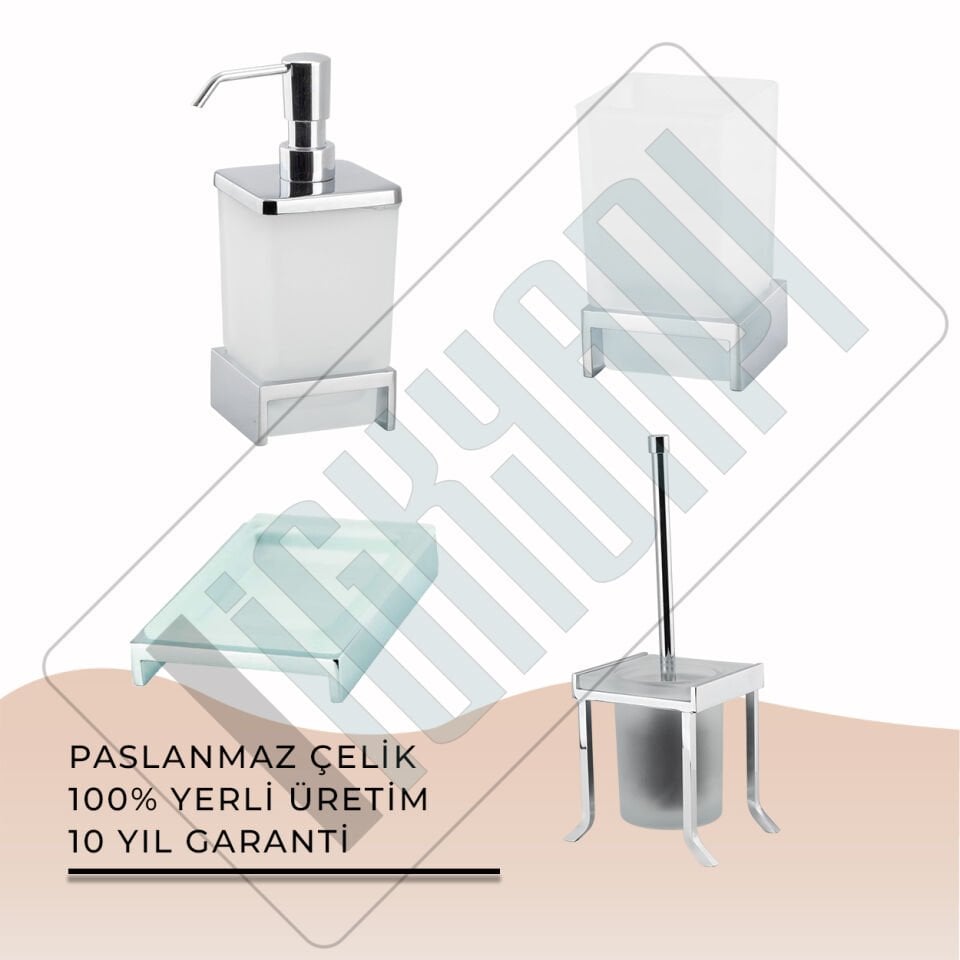 İGK YAPI - Çelik Banyo Kumru Banyo Aksesuar Seti -10(4 Parça)