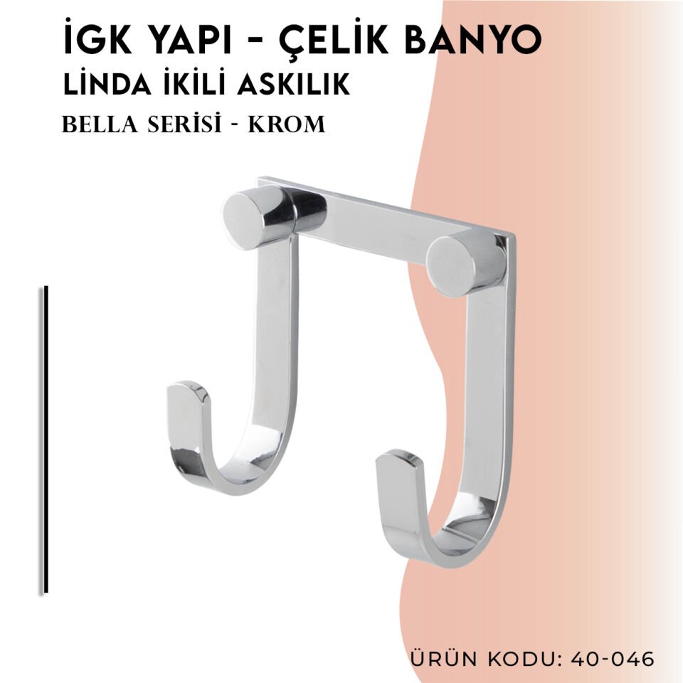 İGK YAPI - Çelik Banyo Bella Linda İkili Askılık (40-046)