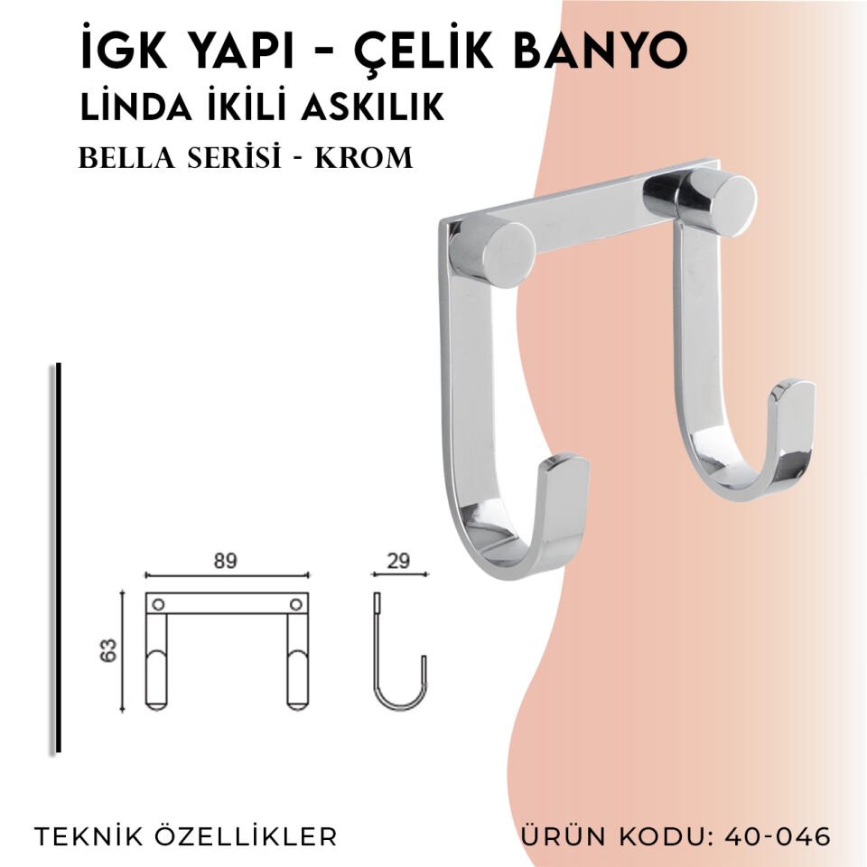 İGK YAPI - Çelik Banyo Bella Linda İkili Askılık (40-046)