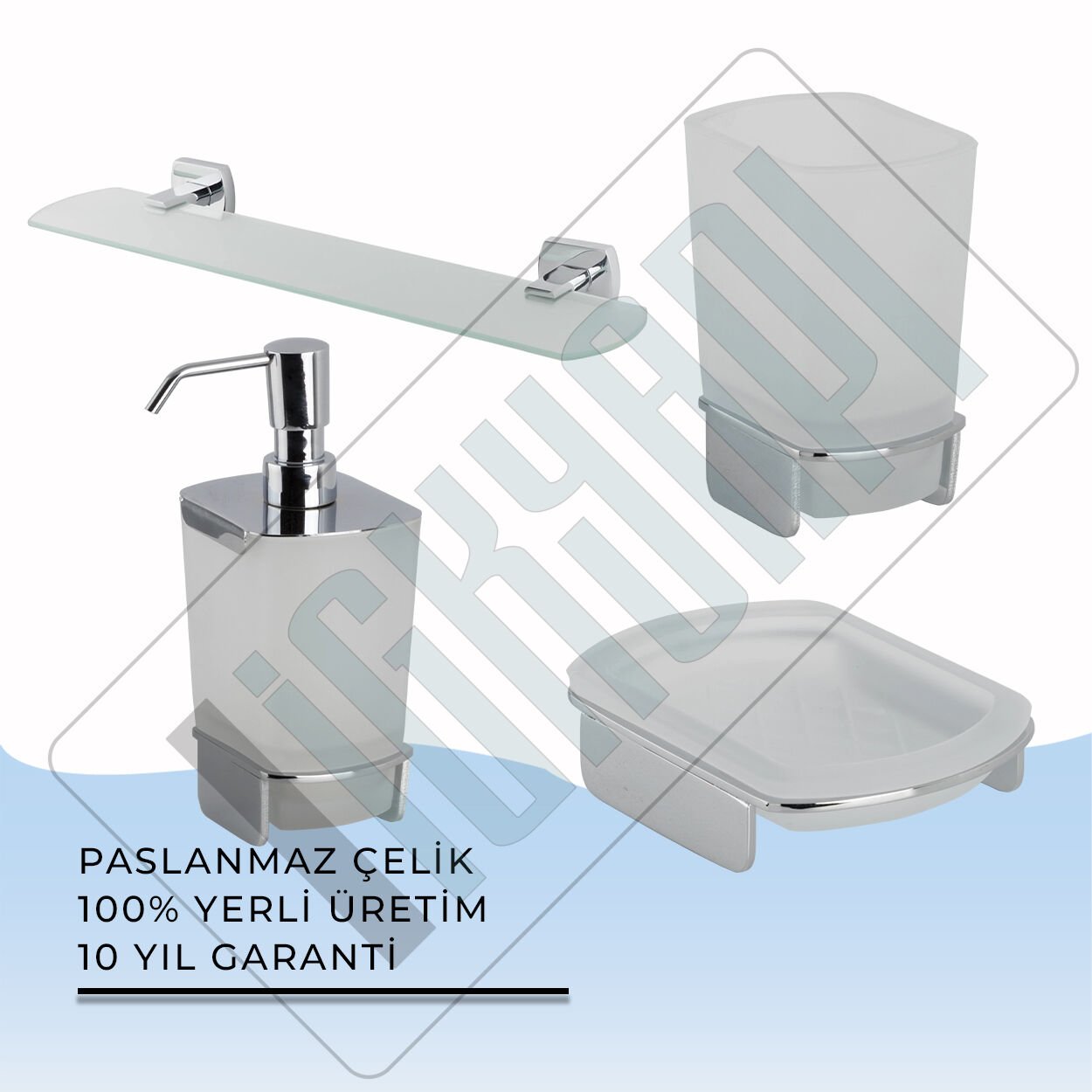 İGK YAPI - Çelik Banyo Milano Banyo Aksesuar Seti -11(4 Parça)