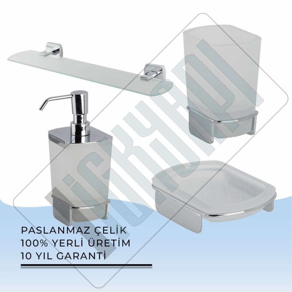 İGK YAPI - Çelik Banyo Milano Banyo Aksesuar Seti -11(4 Parça)