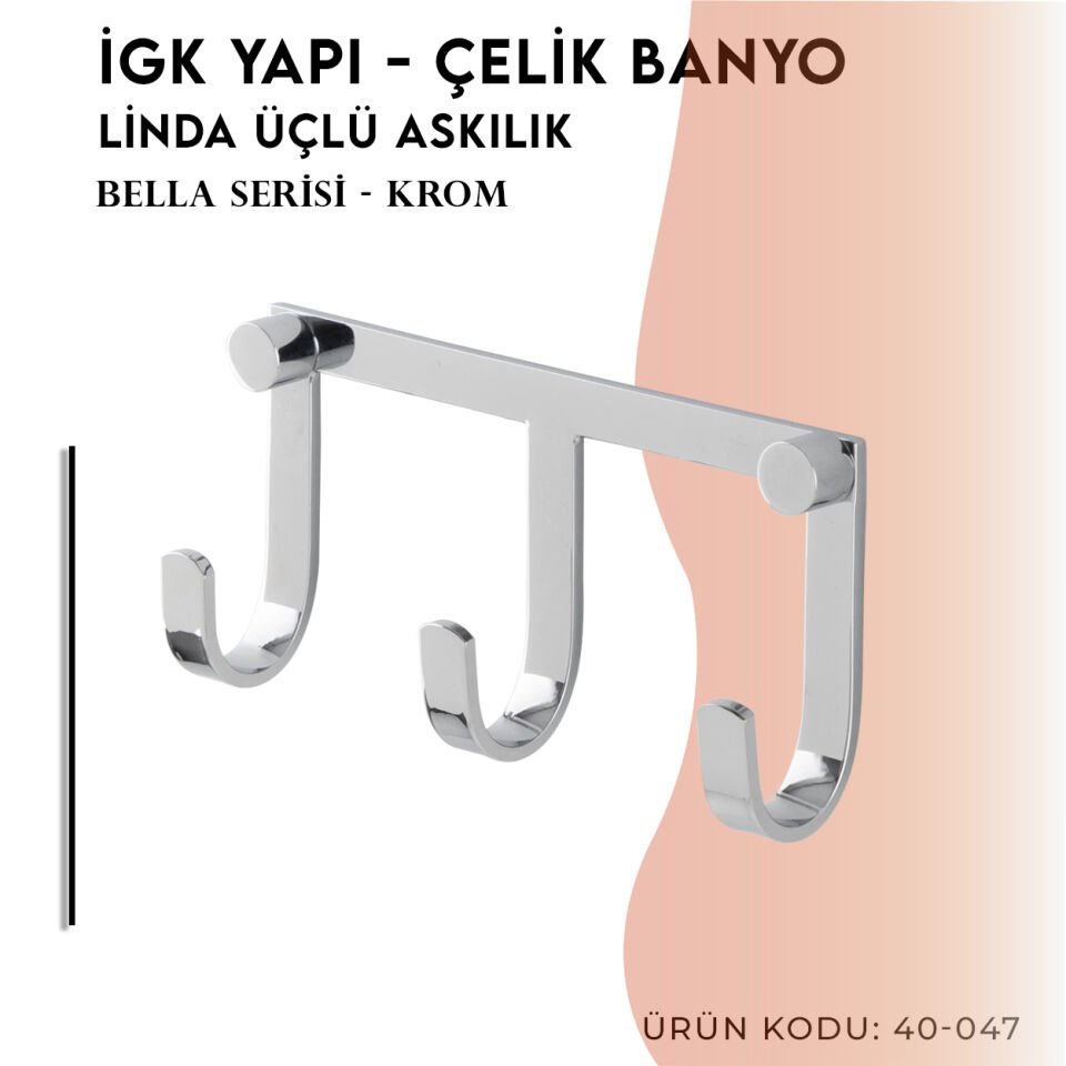 İGK YAPI - Çelik Banyo Bella Linda Üçlü Askılık (40-047)