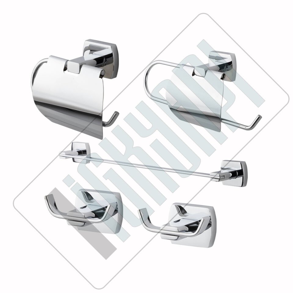 İGK YAPI - Çelik Banyo Milano Banyo Aksesuar Seti -12(5 Parça)
