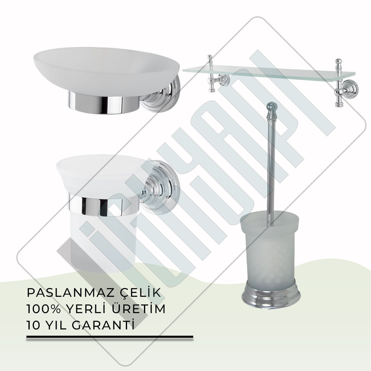 İGK YAPI - Çelik Banyo Ottoman Banyo Aksesuar Seti -13(4 Parça)