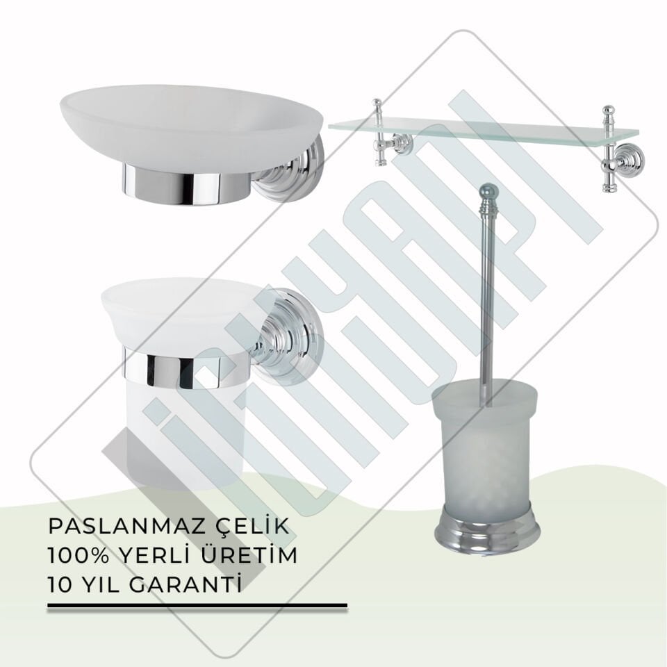İGK YAPI - Çelik Banyo Ottoman Banyo Aksesuar Seti -13(4 Parça)