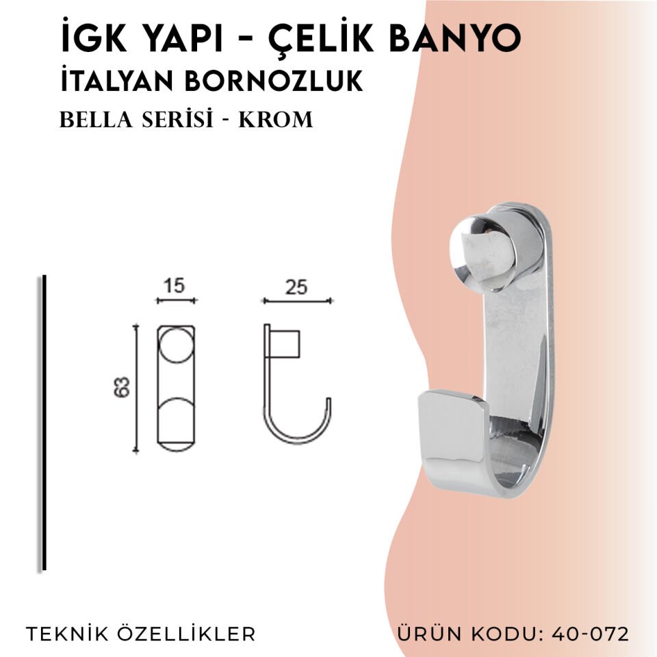 İGK YAPI - Çelik Banyo Bella İtalyan Bornozluk (40-072)