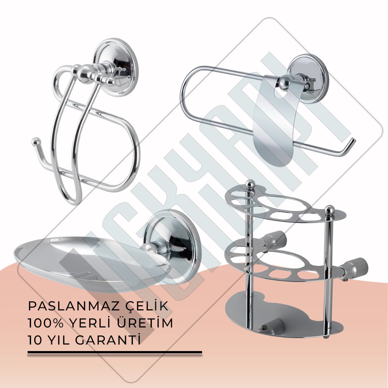 İGK YAPI - Çelik Banyo Bella Banyo Aksesuar Seti -15(4 Parça)
