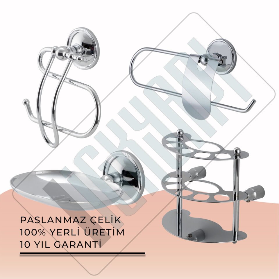 İGK YAPI - Çelik Banyo Bella Banyo Aksesuar Seti -15(4 Parça)