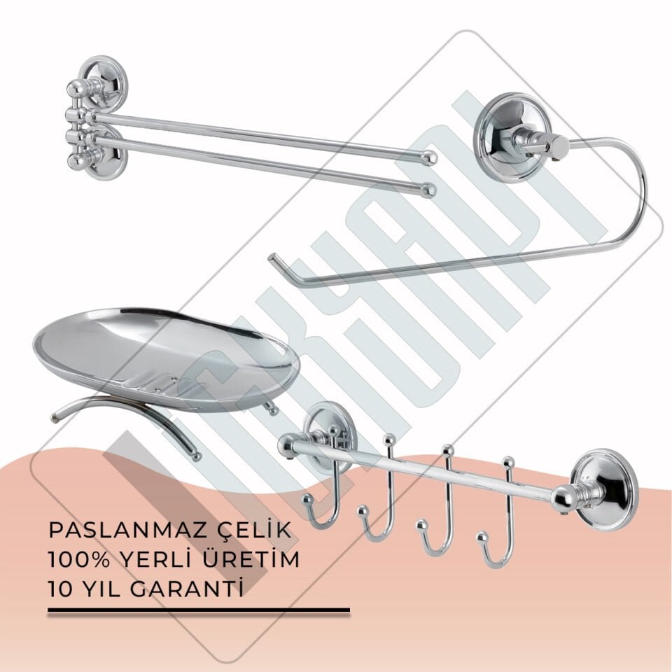 İGK YAPI - Çelik Banyo Bella Banyo Aksesuar Seti -18(4 Parça)