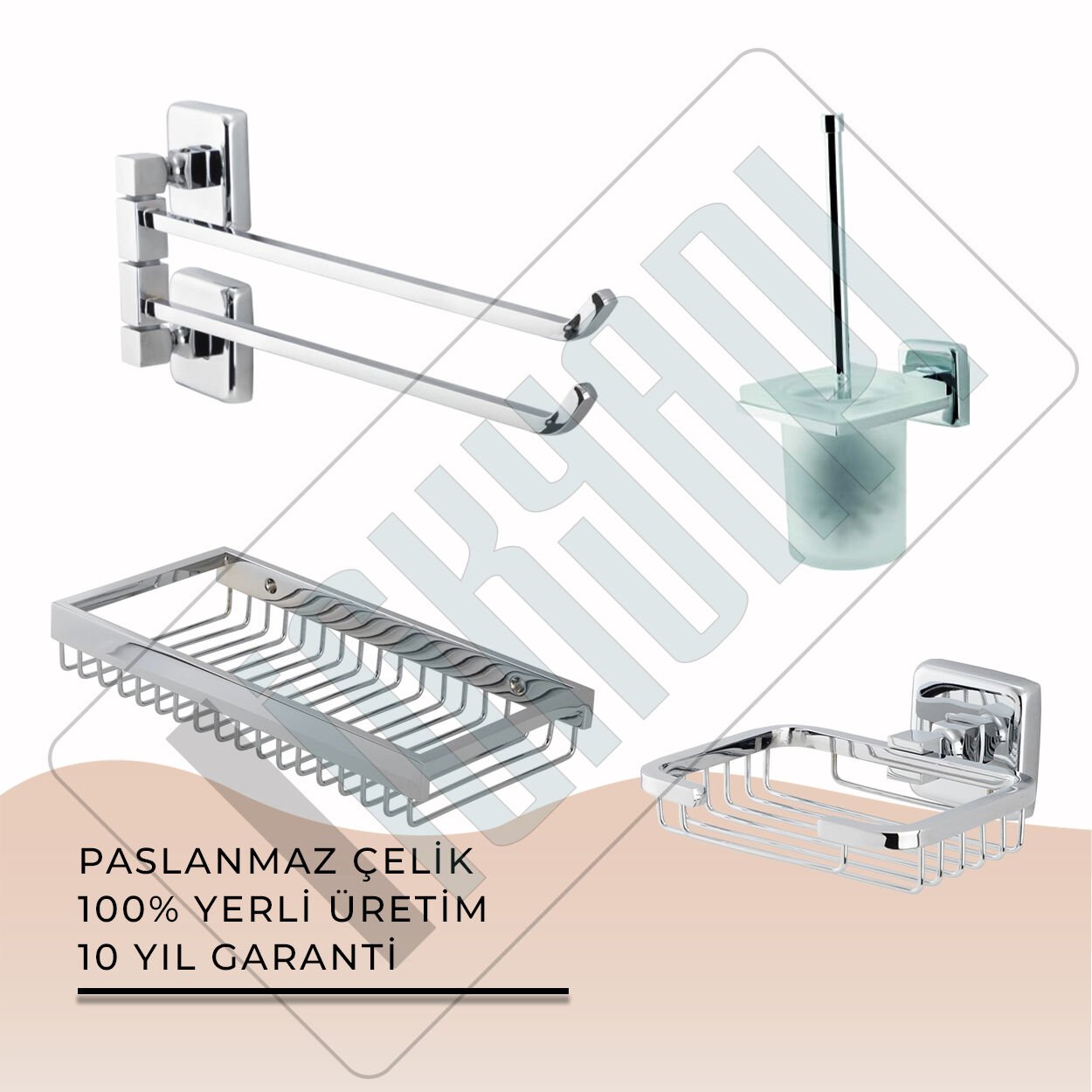 İGK YAPI - Çelik Banyo Kumru Banyo Aksesuar Seti -19(4 Parça)