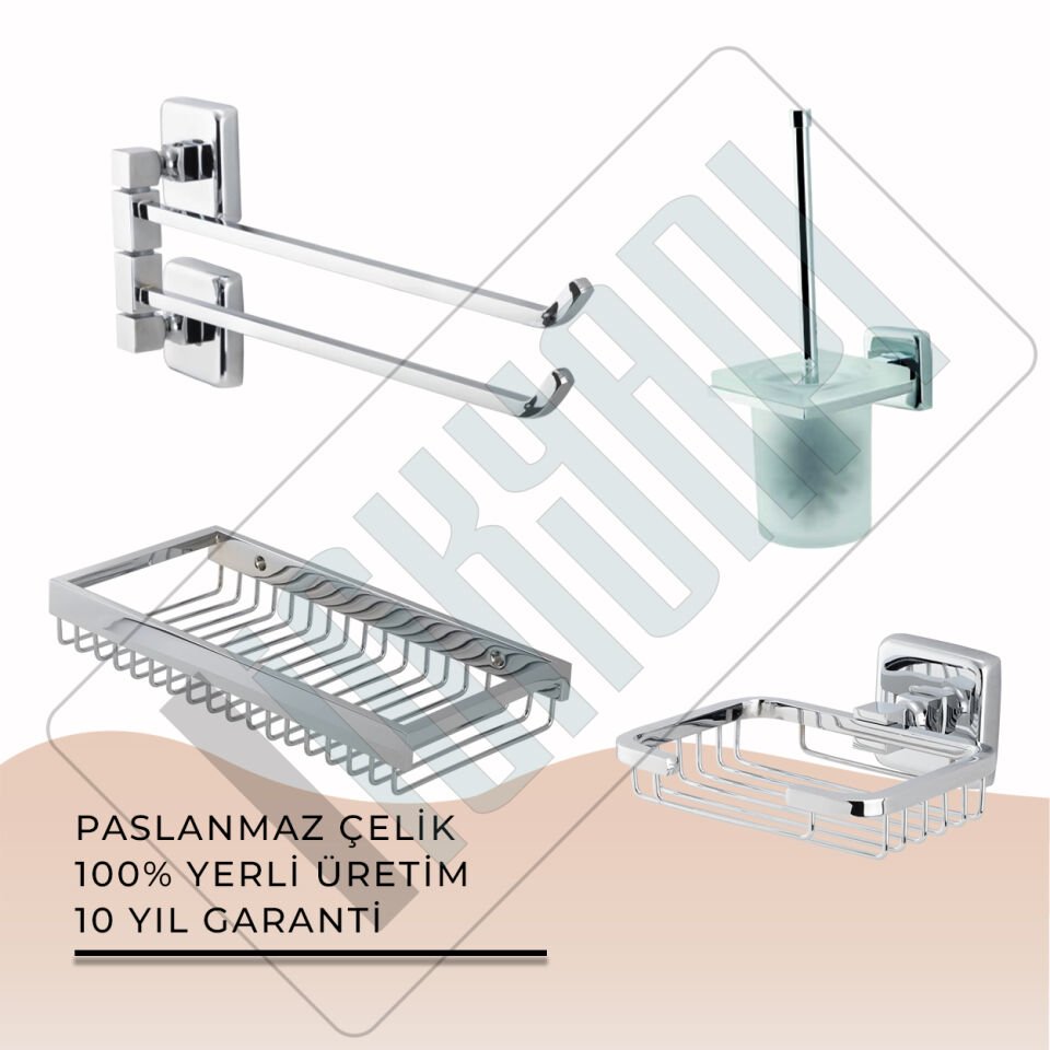 İGK YAPI - Çelik Banyo Kumru Banyo Aksesuar Seti -19(4 Parça)