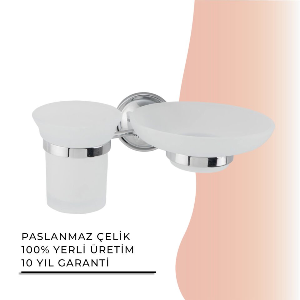İGK YAPI - Çelik Banyo Bella Erciyes Sabunluk Diş Fırçalık (50-073)