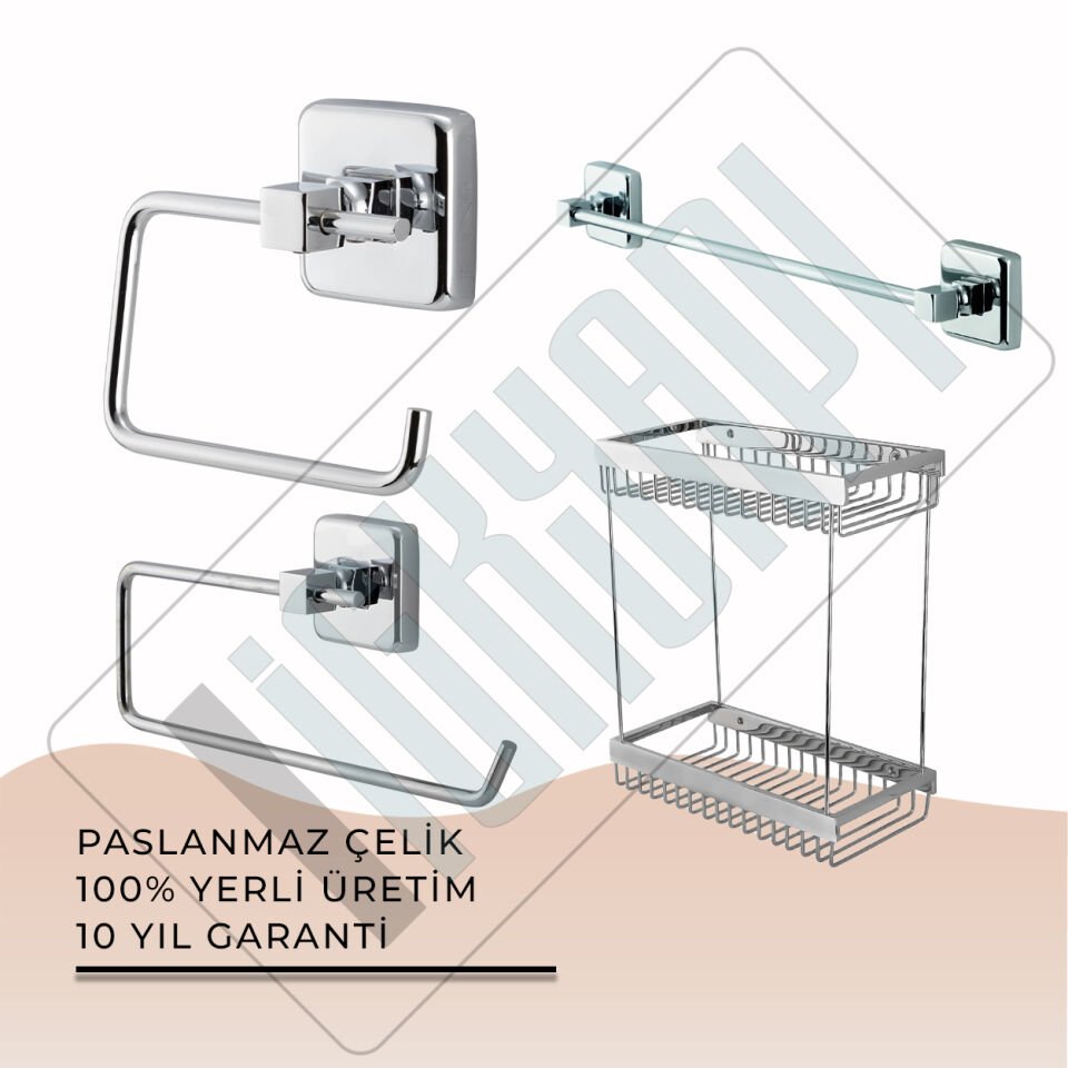 İGK YAPI - Çelik Banyo Kumru Banyo Aksesuar Seti -20(4 Parça)