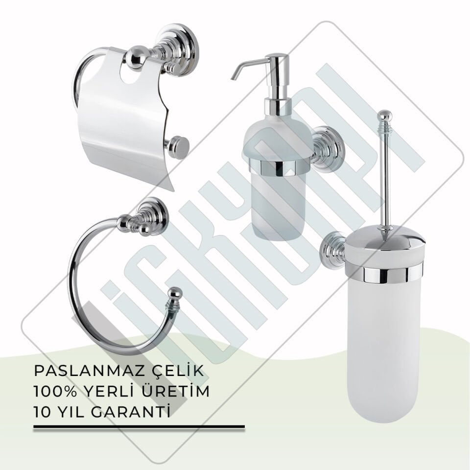İGK YAPI - Çelik Banyo Ottoman Banyo Aksesuar Seti -22(3 Parça)