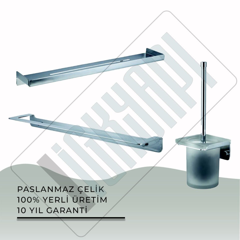 İGK YAPI - Çelik Banyo Paris Banyo Aksesuar Seti -24(3 Parça)