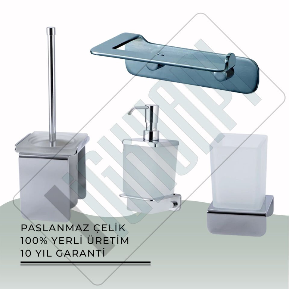 İGK YAPI - Çelik Banyo Paris Banyo Aksesuar Seti -26(4 Parça)