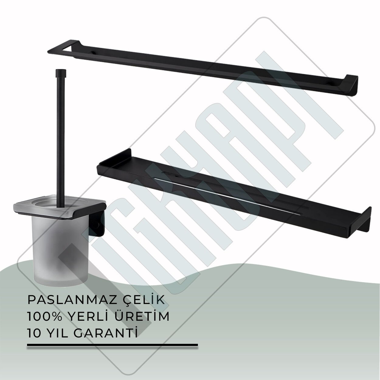 İGK YAPI - Çelik Banyo Paris Banyo Aksesuar Seti -27(3 Parça)